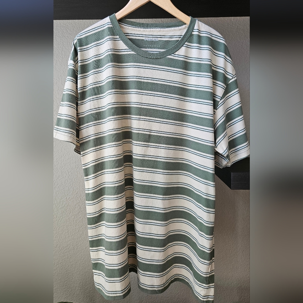 RSQ Mens Green/Tan Striped Men's Shirt XXL